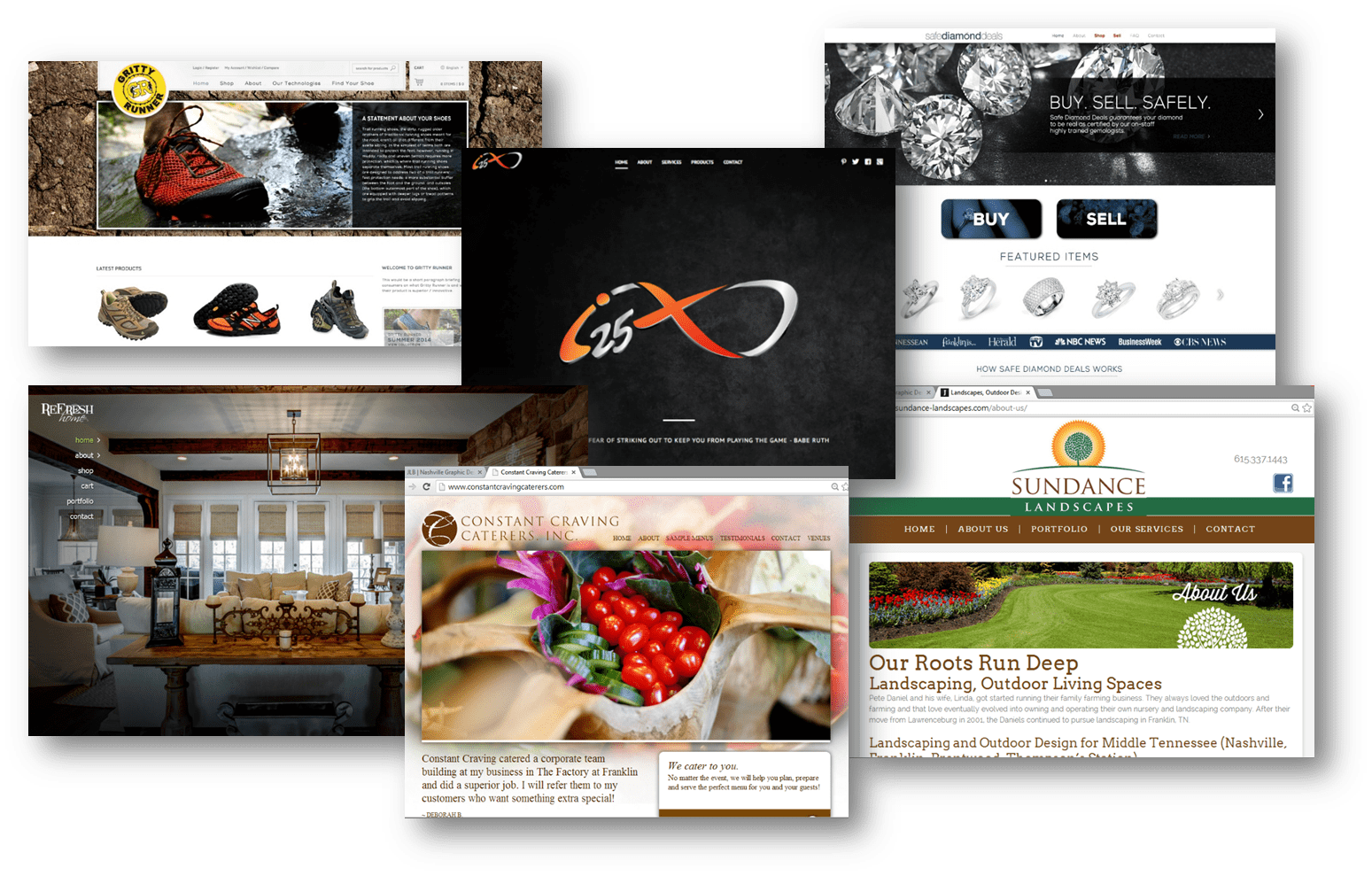 Examples of web designs by JLB