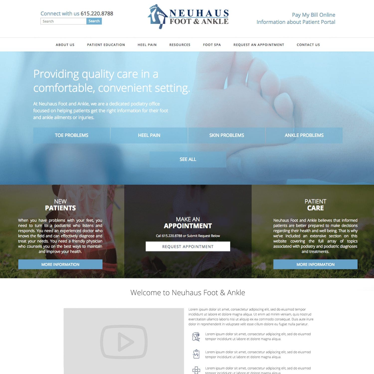 foot and ankle care website - JLB, Best Web Design and Web Development Company in Nashville, Brentwood, and Franklin