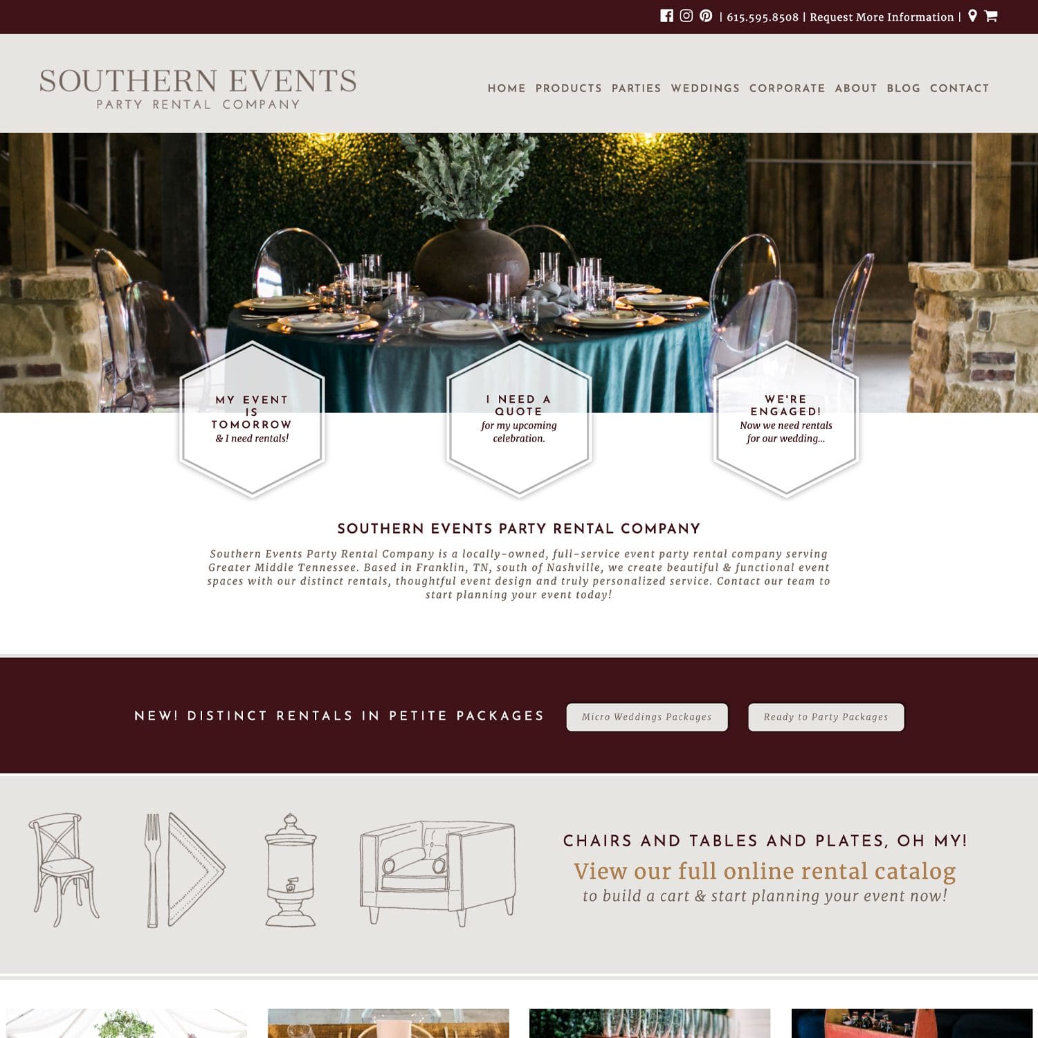 event and party rental service website - JLB, Best Web Design and Web Development Company in Nashville, Brentwood, and Franklin