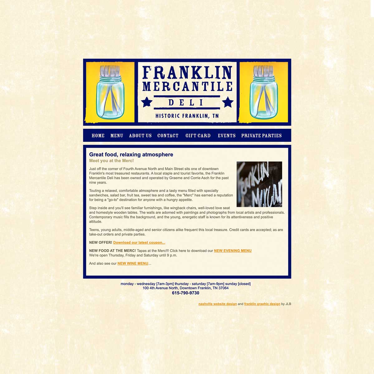franklin mercantile website after jlb web designers worked together to recreate it in nashville tn