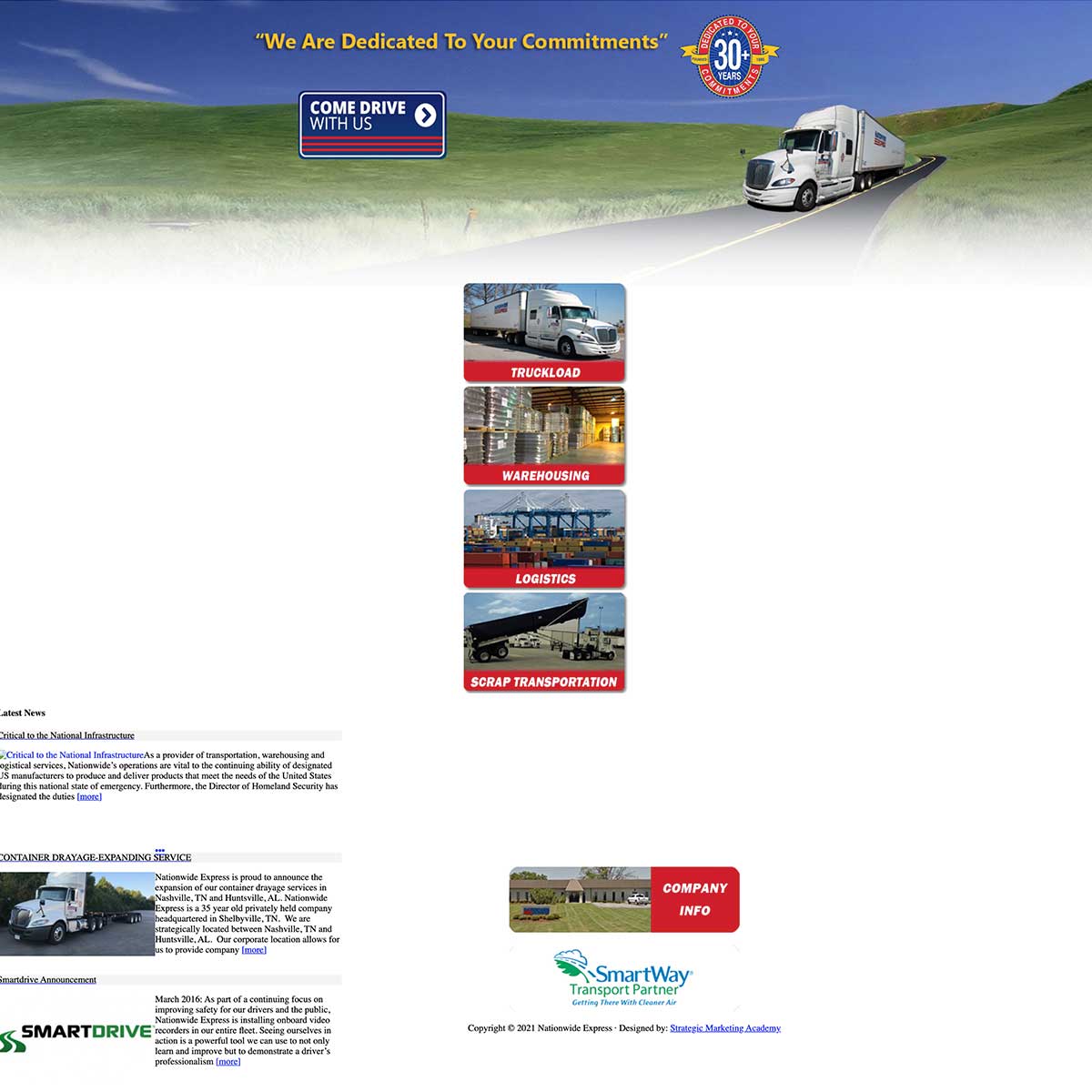 nationwide express website before jlb web designers worked together to recreate it in nashville