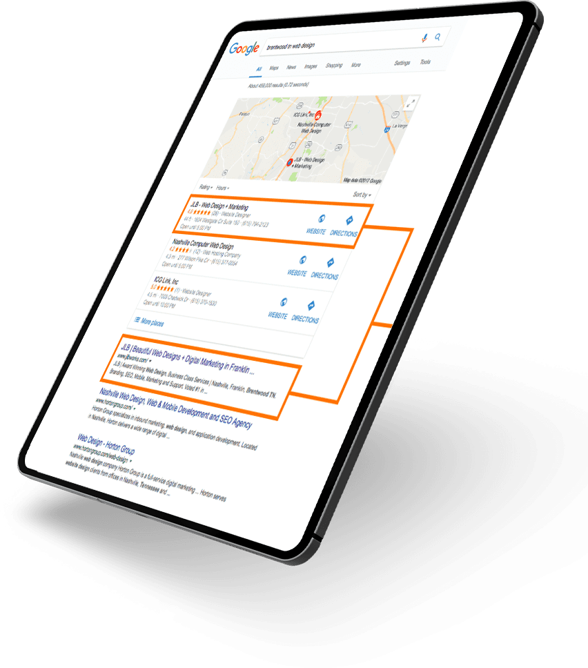 Brentwood TN SEO Results - Best SEO Company and SEO services - Web Design and Marketing Agency | JLB