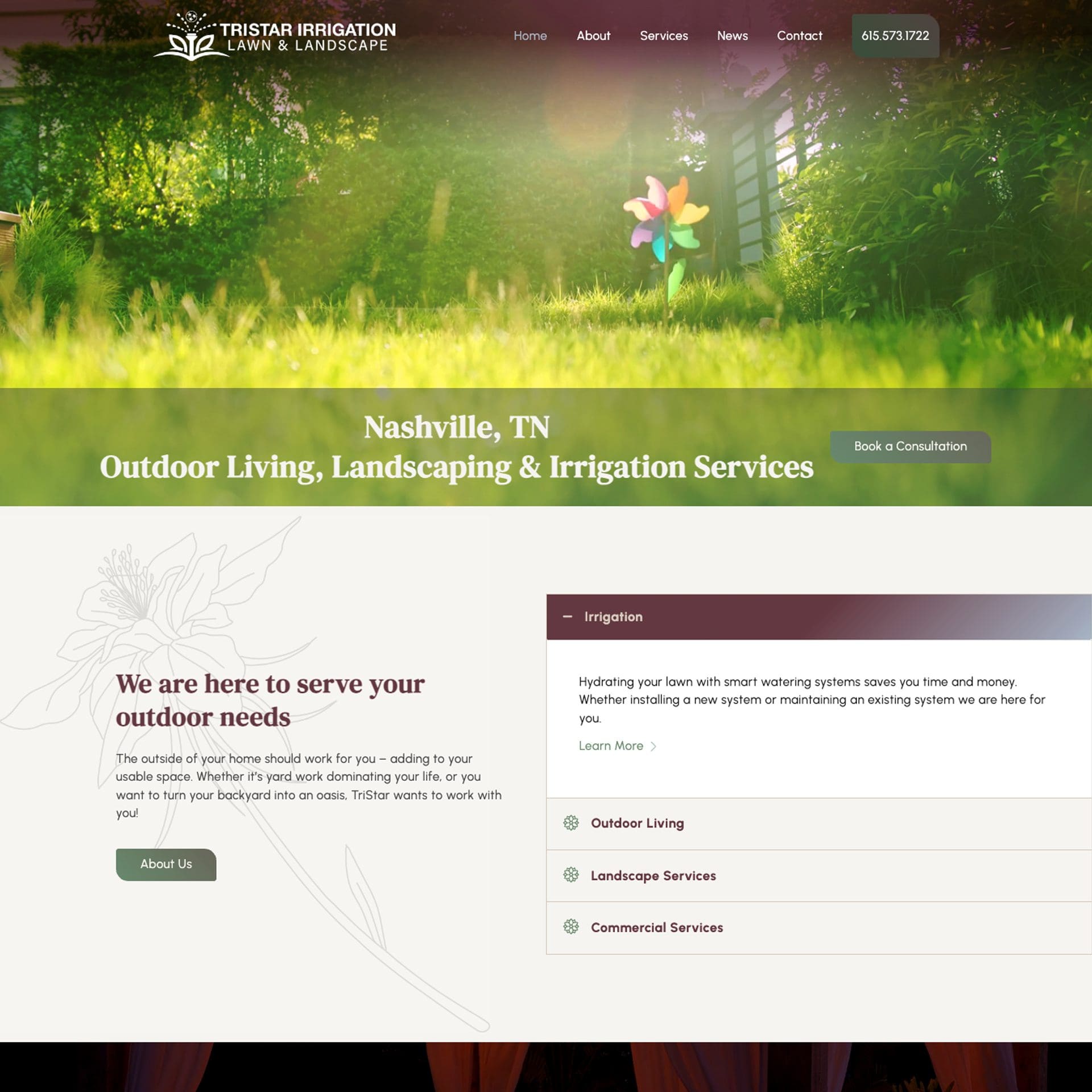 Nashville Web Design Inspo - TriStar Irrigation Lawn & Landscape Home Page